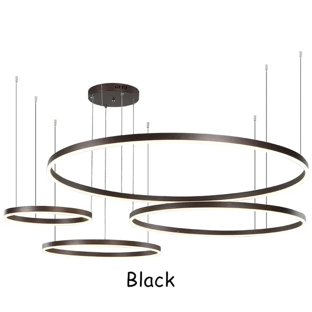 LustraLuxe: Modern LED Ceiling Chandelier with Brushed Rings