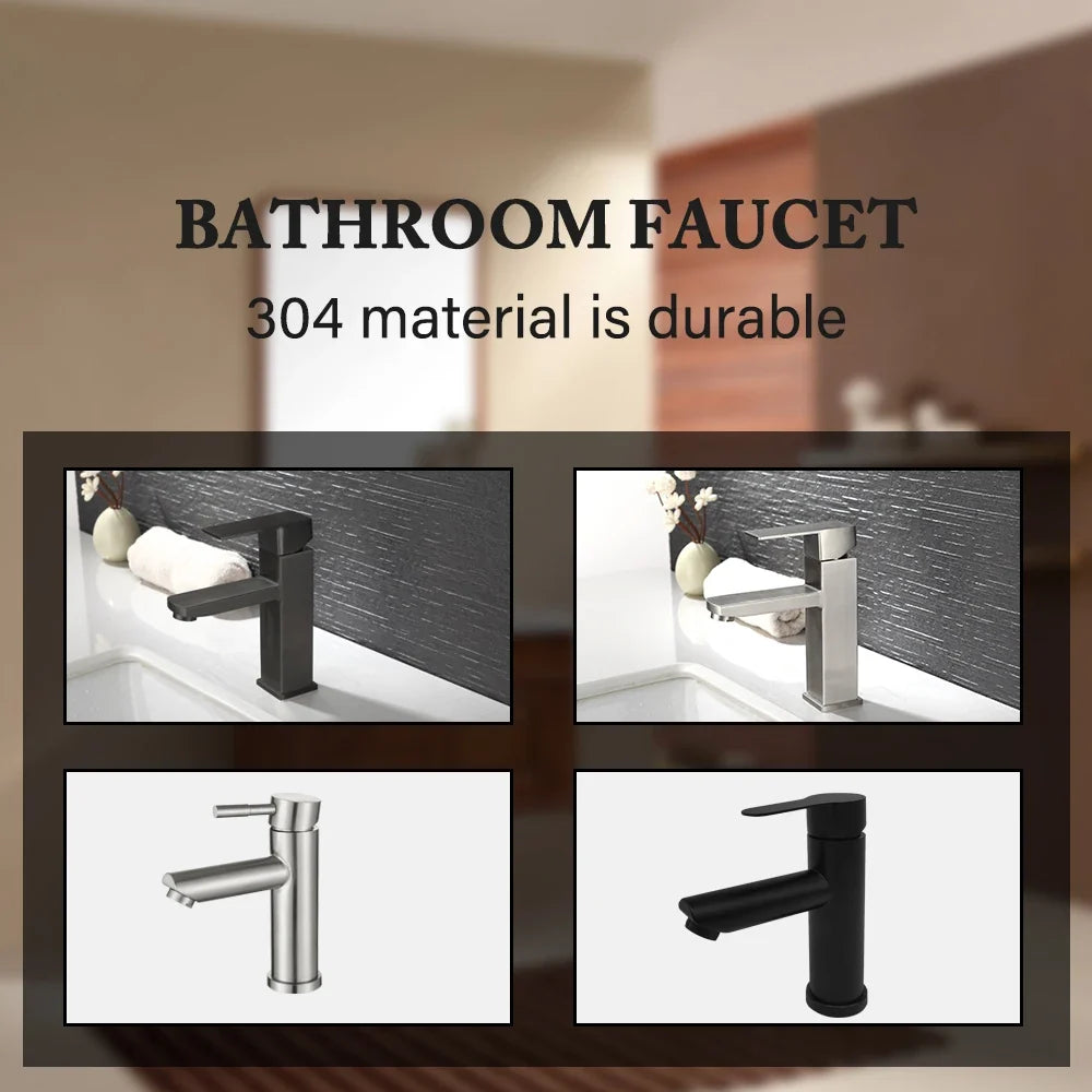 AquaFlow Dual: Deck Mounted Bathroom Sink Faucet with Hot and Cold Water Control