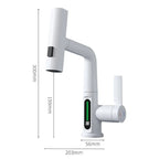 CascadeSmart White Waterfall Digital Display Kitchen Faucet with Hot/Cold Mixer