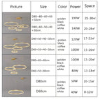 LustraLuxe: Modern LED Ceiling Chandelier with Brushed Rings