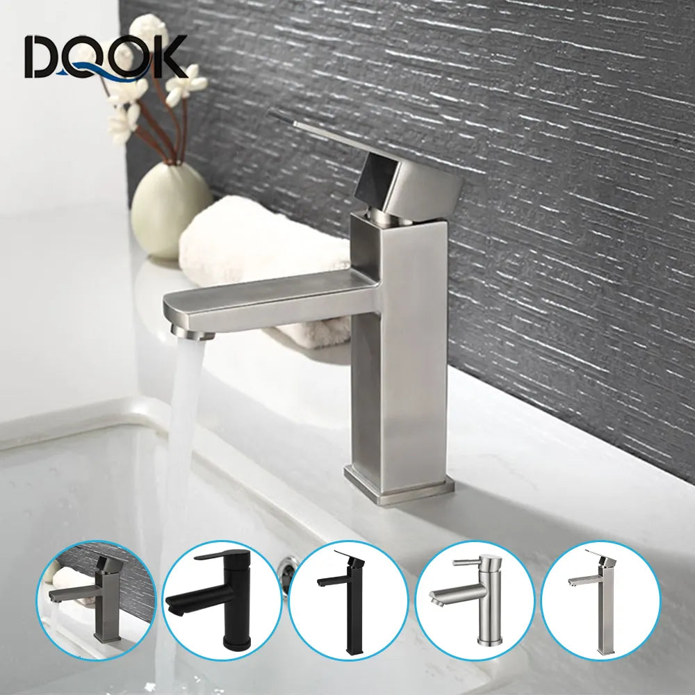 AquaFlow Dual: Deck Mounted Bathroom Sink Faucet with Hot and Cold Water Control
