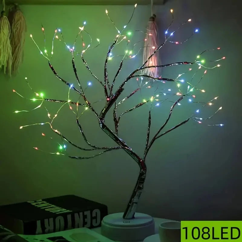 Luz de Árvore Bonsai de 108 LEDs Colorida – Alimentação USB e a Pilhas