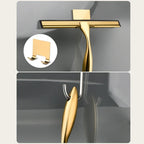 GoldShine Elite: Stainless Steel Window Cleaning Tool with Gold Finish and Silicone Brush - Perfect for Bathrooms, Kitchens, and Cars