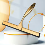 GoldShine Elite: Stainless Steel Window Cleaning Tool with Gold Finish and Silicone Brush - Perfect for Bathrooms, Kitchens, and Cars