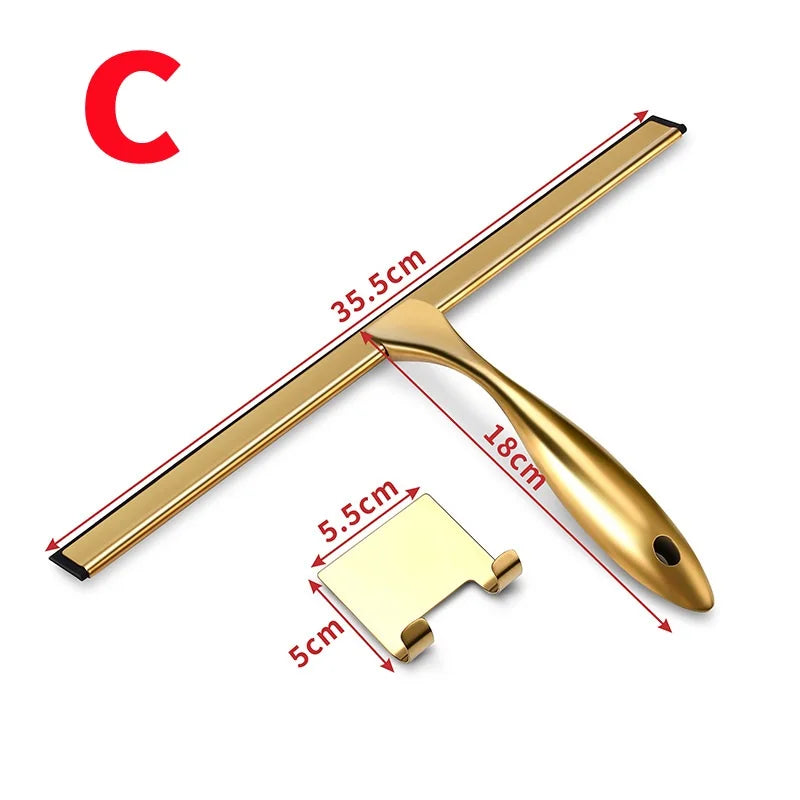 48310526771546GoldShine Elite: Stainless Steel Window Cleaning Tool with Gold Finish and Silicone Brush - Perfect for Bathrooms, Kitchens, and Cars
