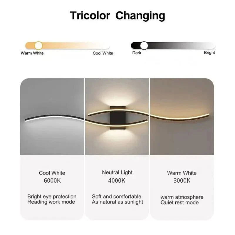 LumiSlate: Minimalist Black LED Wall Lamp